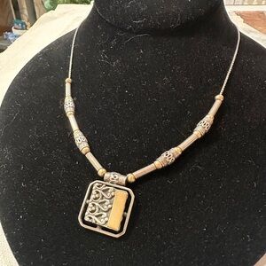 Artist made in Israel sterling and gf beaded necklace with pendant vintage
